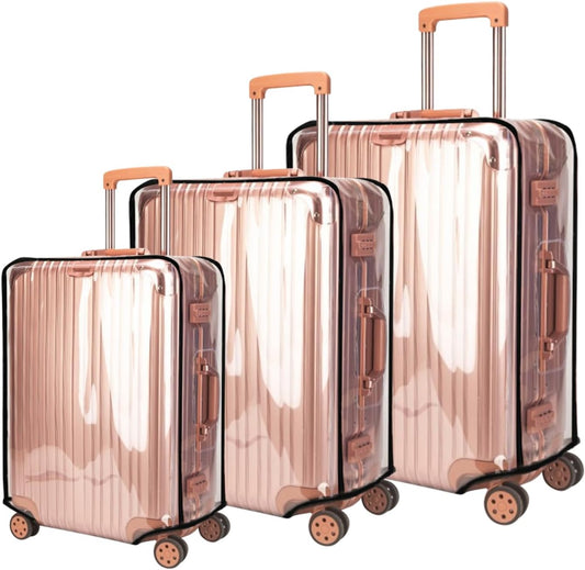 3Pcs Thicken Clear Luggage Cover Protector, 20" 24" 28" PVC Suitcase Covers