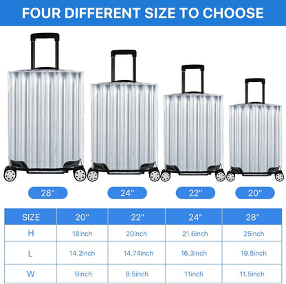 4 Pieces Clear Luggage Cover for Suitcase, Waterproof PVC Luggage Cover Protector, Anti-scratch Suitcase Protective Cover for Travel (20", 22", 24", 28")