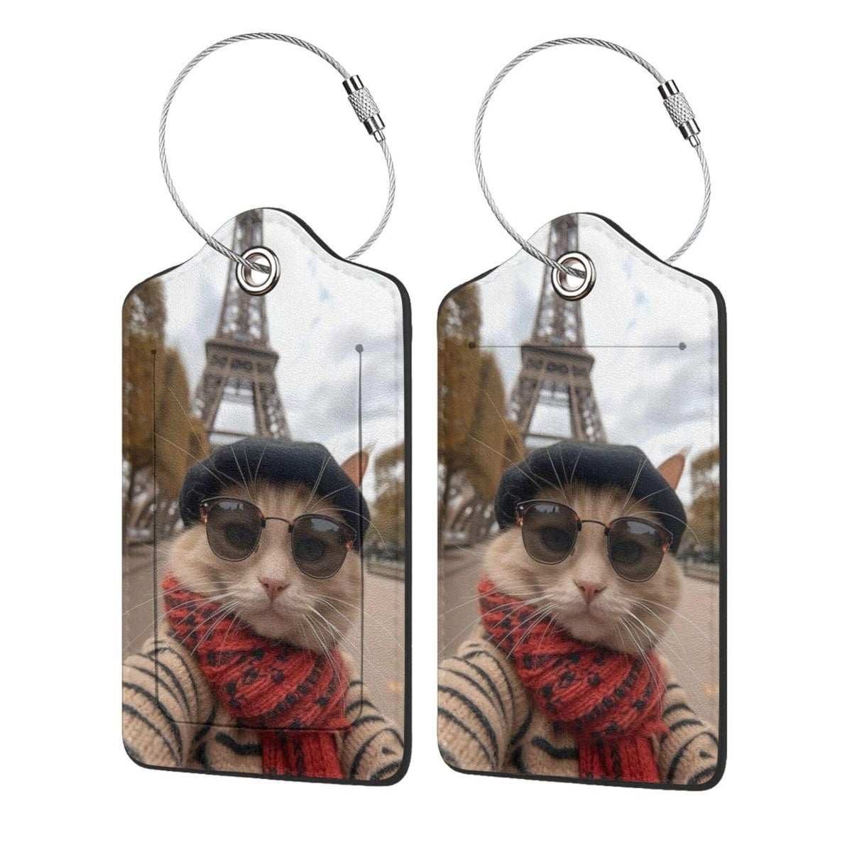 2 Pack Luggage Tags Travel American Flag Eagle PU Cute Leather Luggage Tag Name ID Labels with Privacy Cover Suitcases Women Men Girls Boys Fun Laggage Tags (American Eagle Flag)