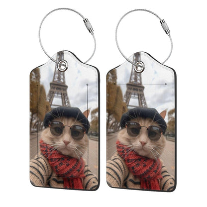 2 Pack Luggage Tags Travel American Flag Eagle PU Cute Leather Luggage Tag Name ID Labels with Privacy Cover Suitcases Women Men Girls Boys Fun Laggage Tags (American Eagle Flag)