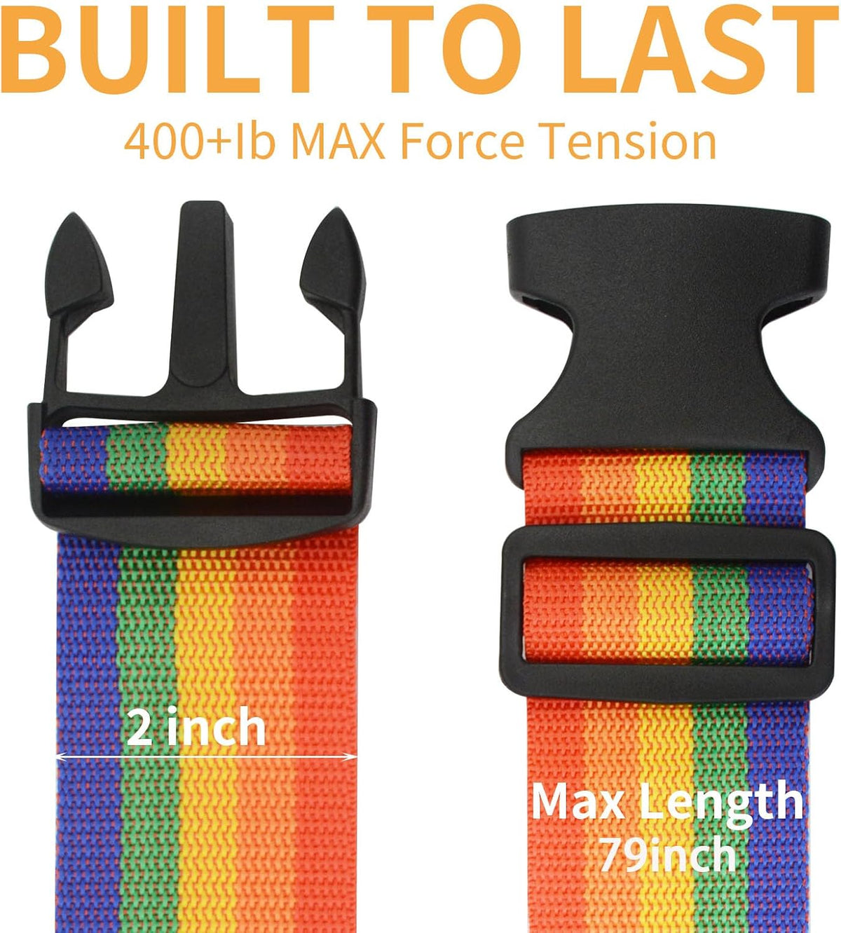 BILIONE Luggage Straps for Suitcases,79" Long Adjustable Luggage Belts