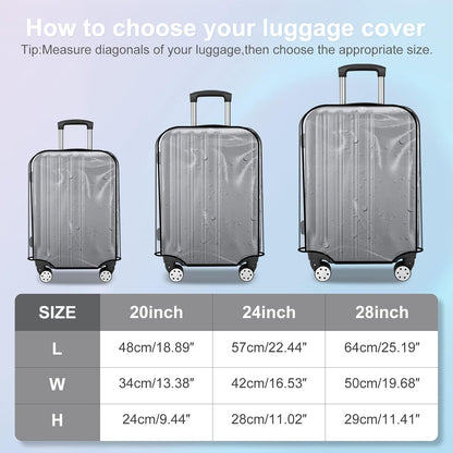 3 Pack Suitcase Cover for Luggage Clear PVC Waterproof Anti Scratch