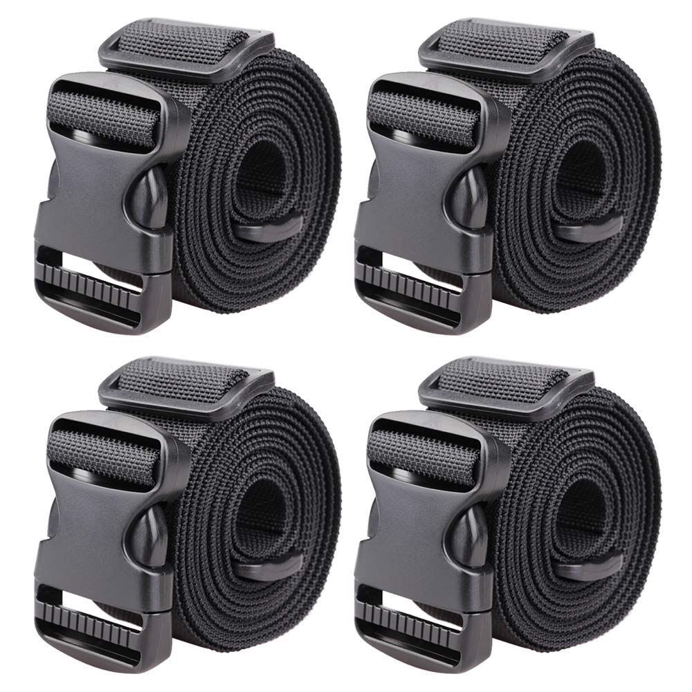 MAGARROW 2" Utility Luggage Straps with Buckle Adjustable, 4-Pack (Black, 2 in x 9.5 ft)
