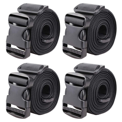 MAGARROW 2" Utility Luggage Straps with Buckle Adjustable, 4-Pack (Black, 2 in x 9.5 ft)