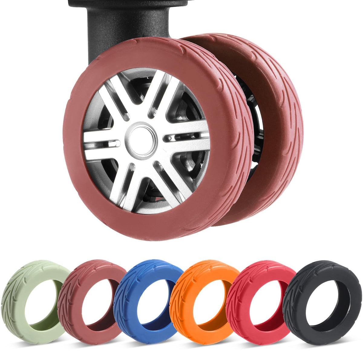 8Pcs Upgrade Luggage Wheel Covers, Travel Accessories (Black)