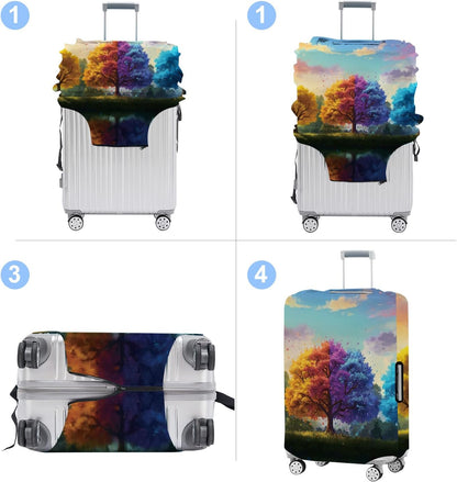 Tree Luggage Cover Washable Suitcase Cover Protector Fit 24-26 Inch Luggage Durable Travel Bag Cover with Zipper Closure M