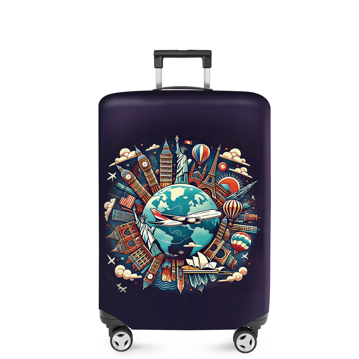 ANNA QUEEN Panda Family Luggage Cover, Cute Panda Design Suitcase Protector, Stretchable Washable Travel Sleeve for 28-30 Inch Luggage