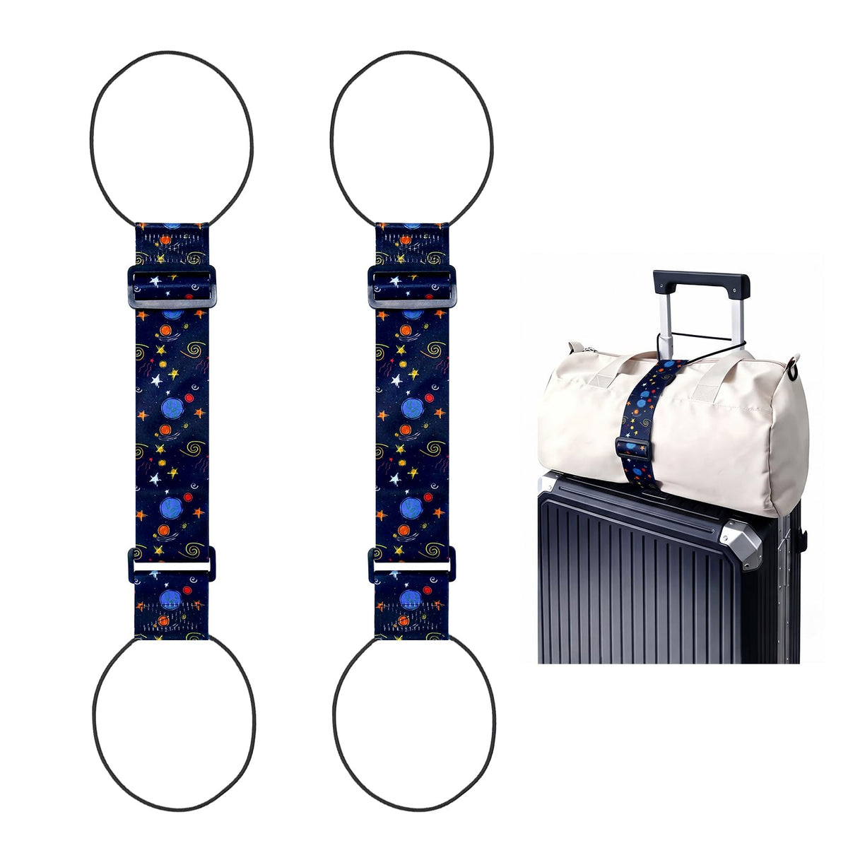 2 Pack Multi Use Strong Adjustable Luggage Connector Straps for Suitcases