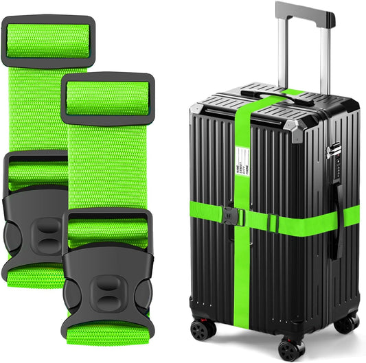 BILIONE Luggage Straps for Suitcases, Adjustable Lockable Suitcase Straps