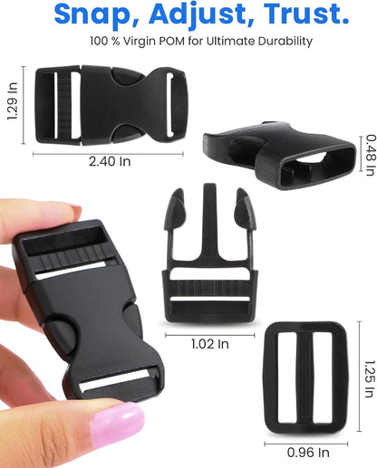 1-Inch Buckle and Strap Kit, 6-Yard Polyester Webbing, 6 Buckles