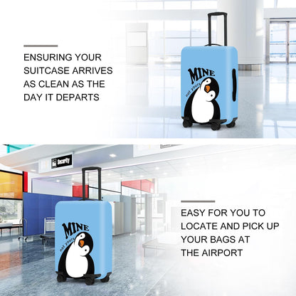 Cute Penguin "Mine" Luggage Cover Set, Cartoon Animal Print Waterproof Suitcase Protector, Travel Accessories