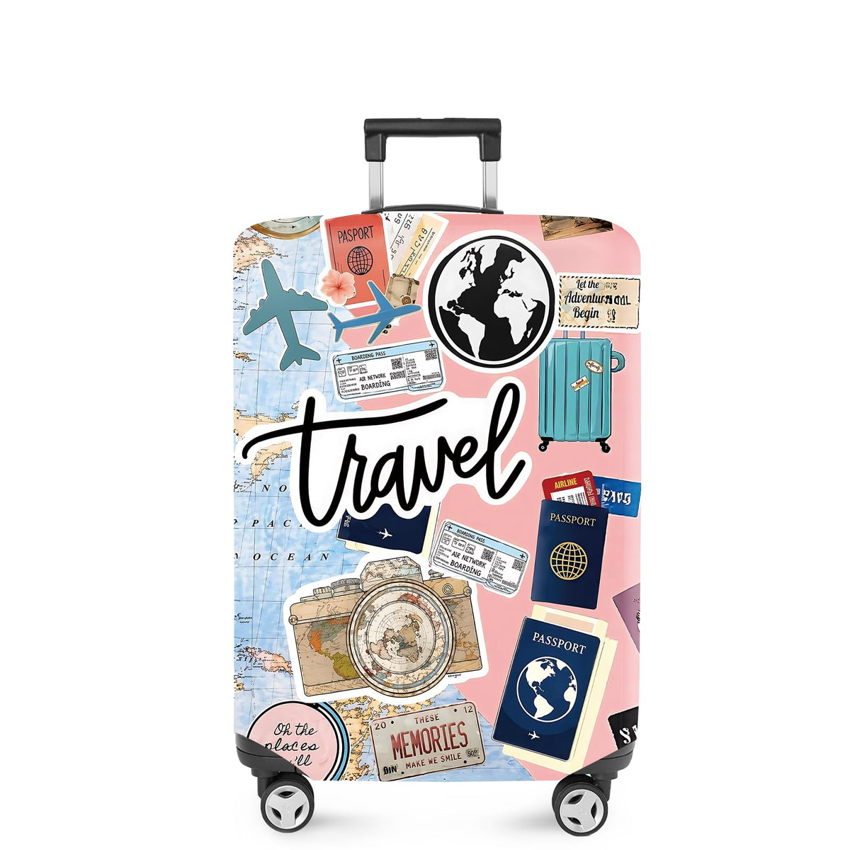 ANNA QUEEN Panda Family Luggage Cover, Cute Panda Design Suitcase Protector, Stretchable Washable Travel Sleeve for 28-30 Inch Luggage