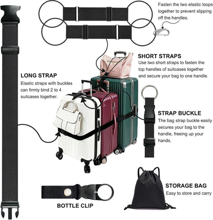 5 Pack Adjustable Luggage Connector Straps for Multiple Suitcases
