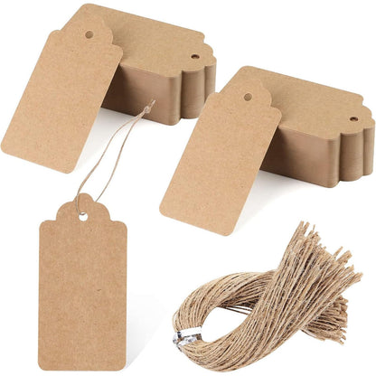 SALLYFASHION 100PCS Gift Tags with String Attached, Kraft Paper Hang Tags