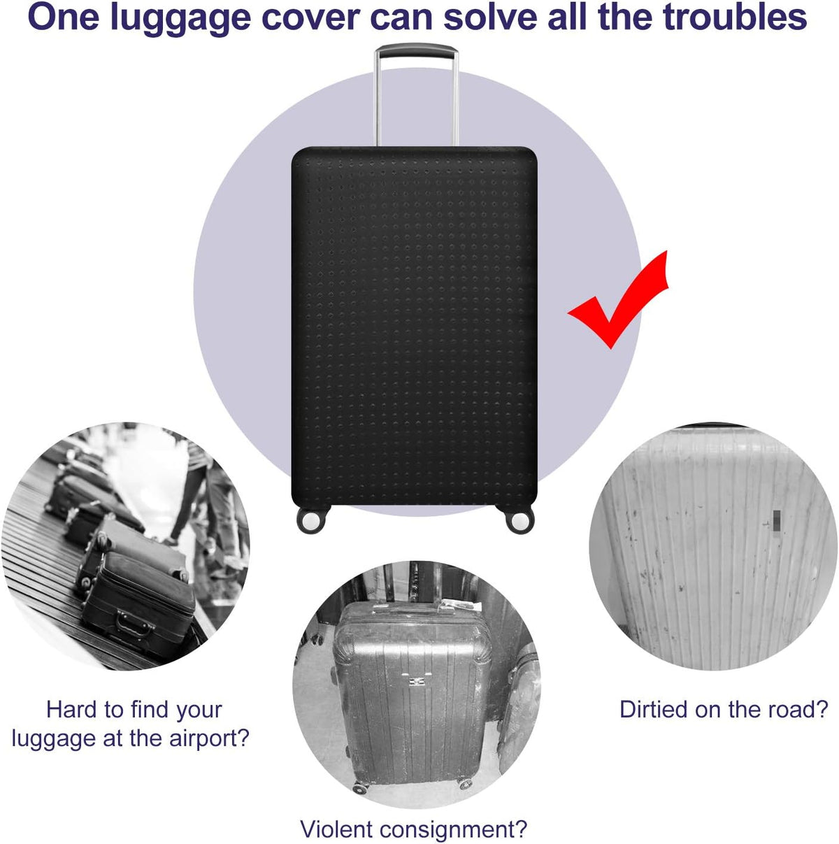 Travel Luggage Protector Suitcase Cover 22"-24" Suitcase Dust Cover Size M