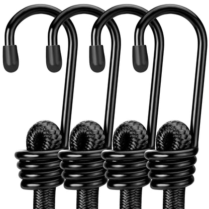 WORKPRO 24" Bungee Cords with Hooks, 4 Pack Heavy Duty Outdoor Bungee Strap