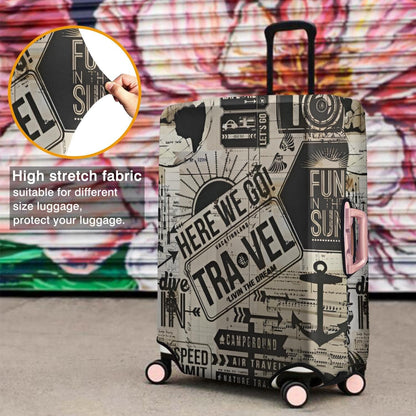 Travel Luggage Cover - Here we go Travel, Fit 25-28 Inch Luggage
