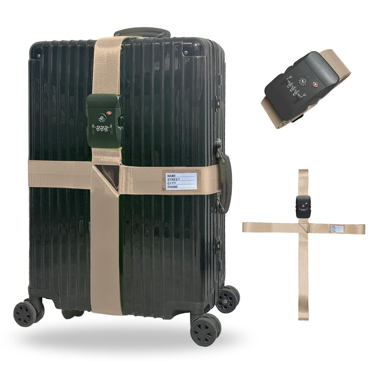 Luggage Straps TSA Approved with Lock,Suitcase Straps with Tags Purple1Pack