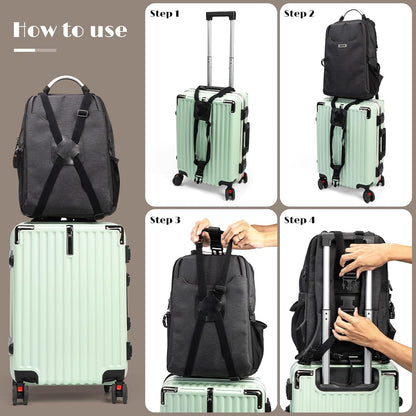 2 Pack Luggage Straps for Suitcases, Adjustable Elastic Travel Belt with Buckles, Secure Carry-On Bags Connect Two Luggage, Suitcase Bungee Straps Suitcase Accessories for Travel & Moving