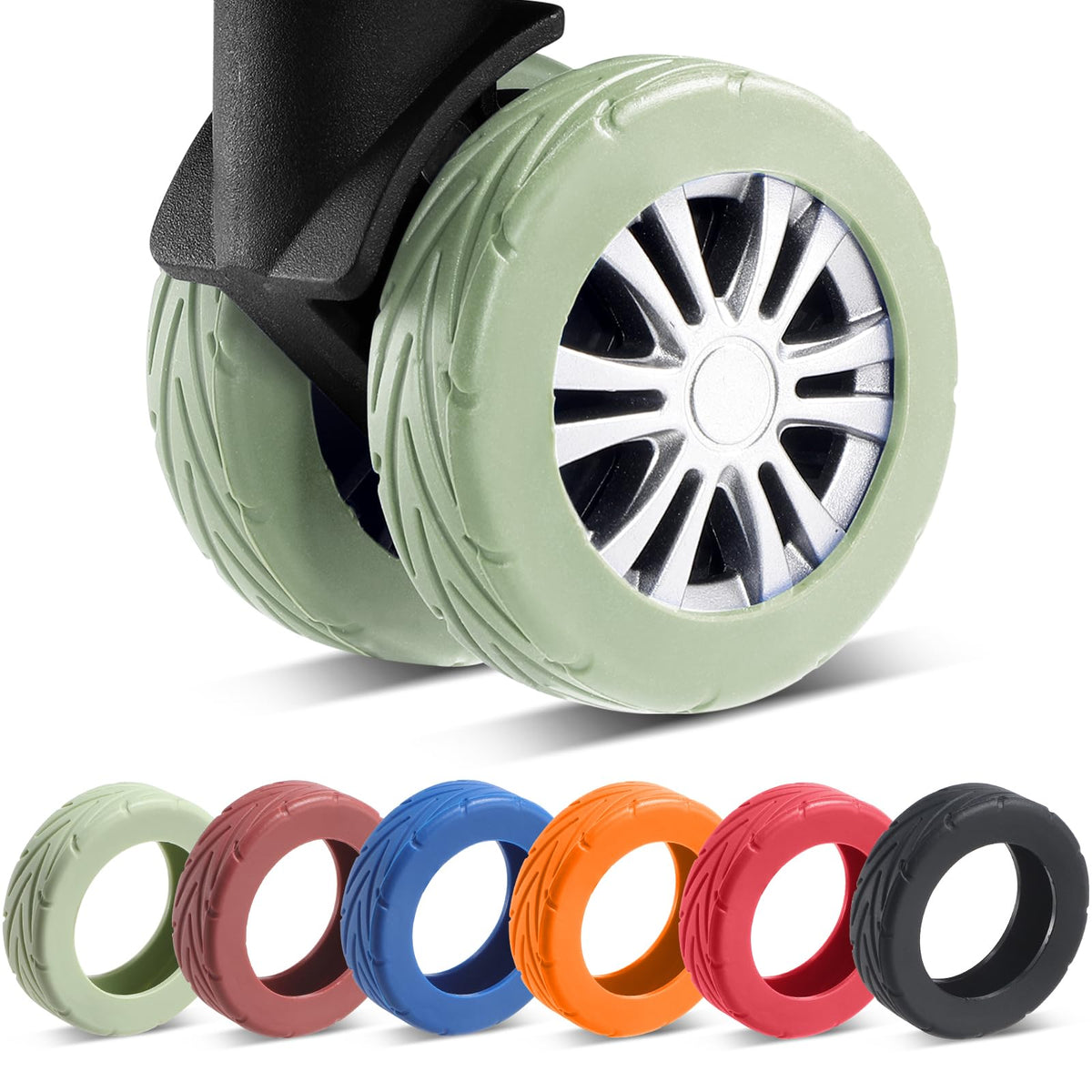 8Pcs Upgrade Luggage Wheel Covers, Travel Accessories (Black)