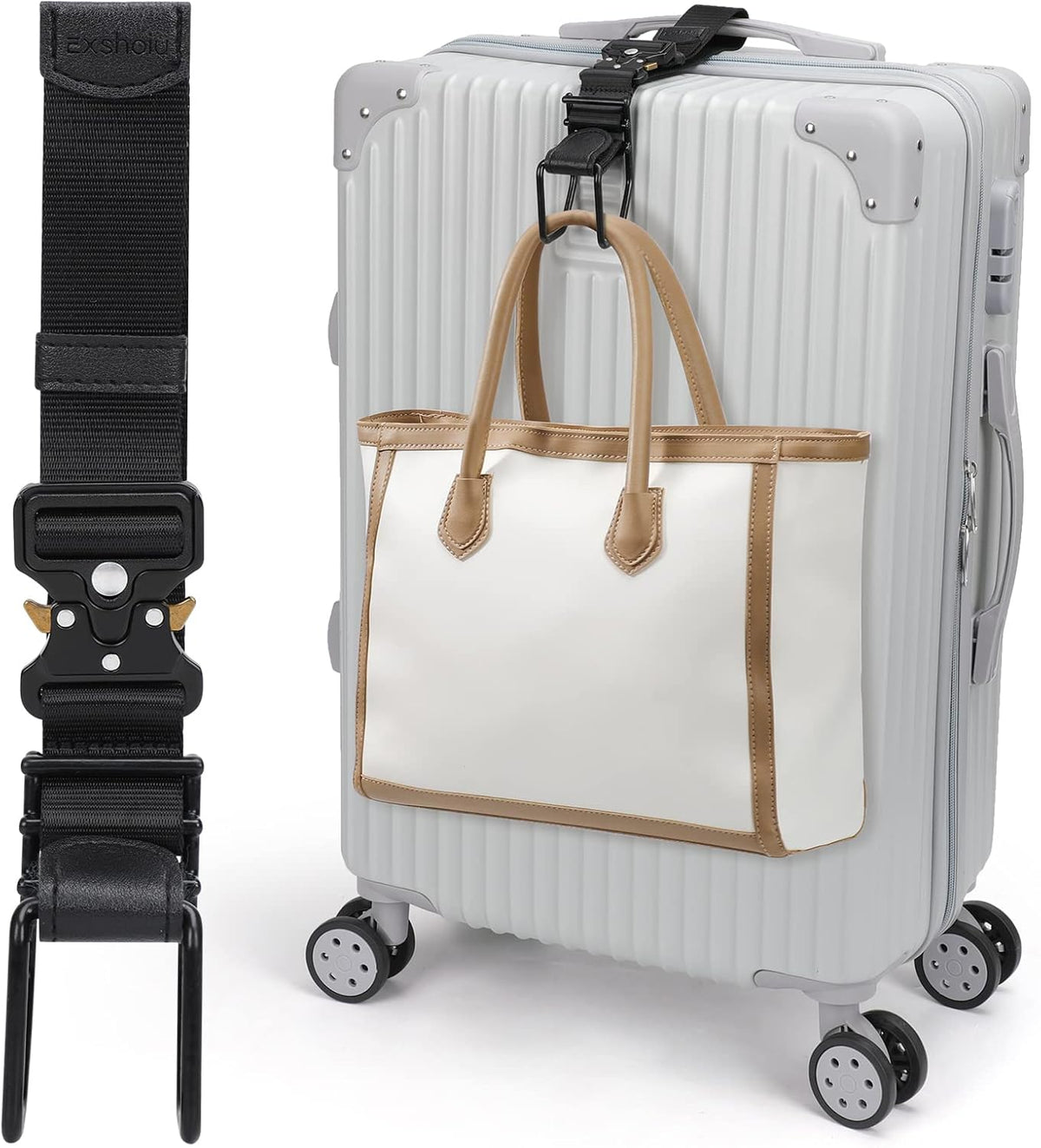 Luggage Hook Strap, Adjustable Luggage J Hook to Add a Bag Carry On