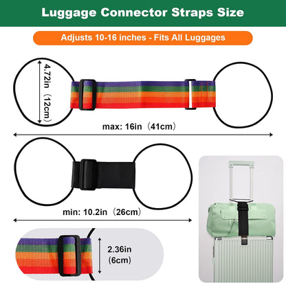 Luggage Connector Straps 2 Pack, Adjustable Add-a-Bag Strap,Pink Grey