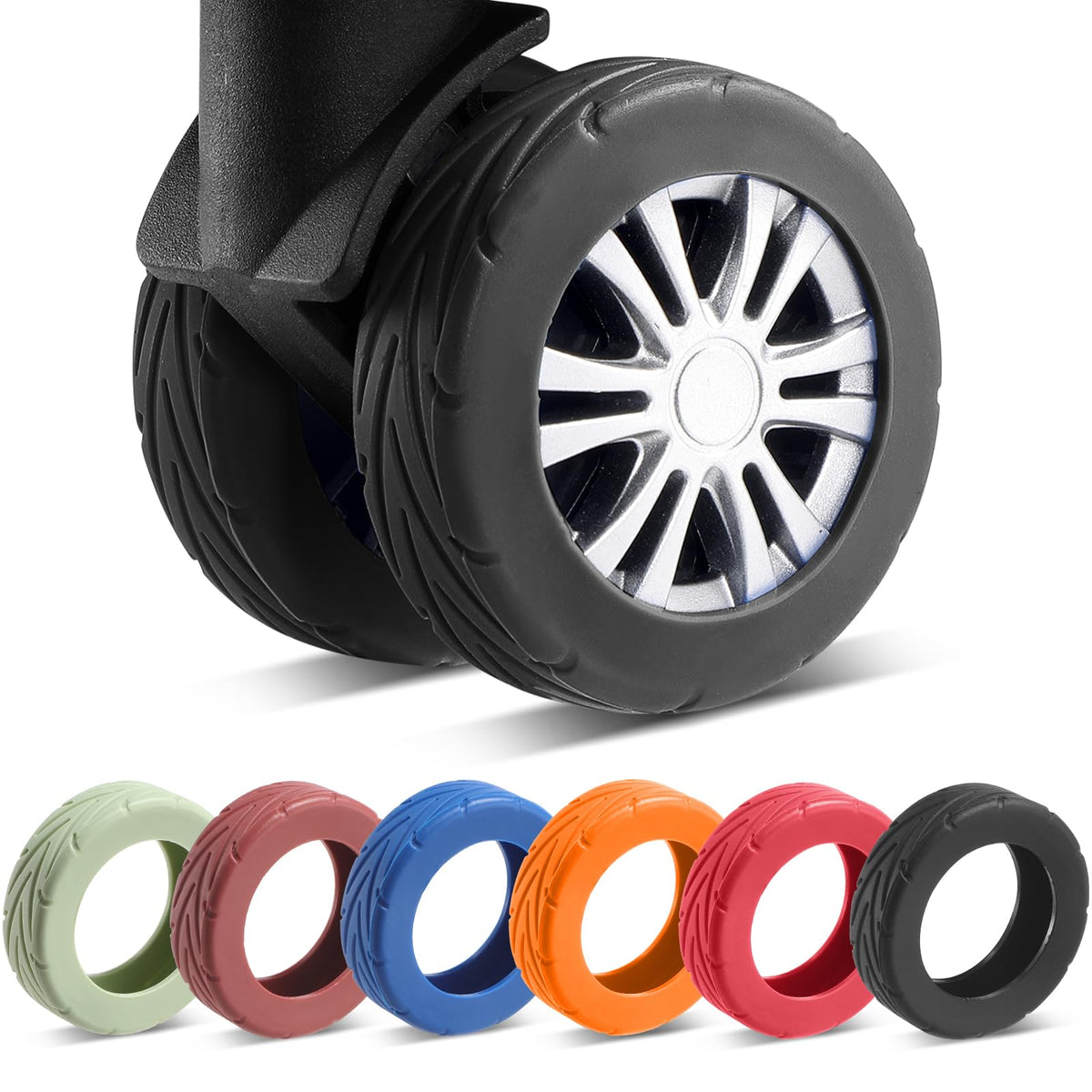 8Pcs Upgrade Luggage Wheel Covers, Travel Accessories (Black)