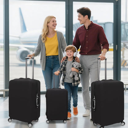 Klmnop 3 Pack Suitcase Covers for Luggage 18-28 Inch - Elastic, Scratch-Resistant Luggage Protectors | Washable Travel Luggage Cover Set(Black)