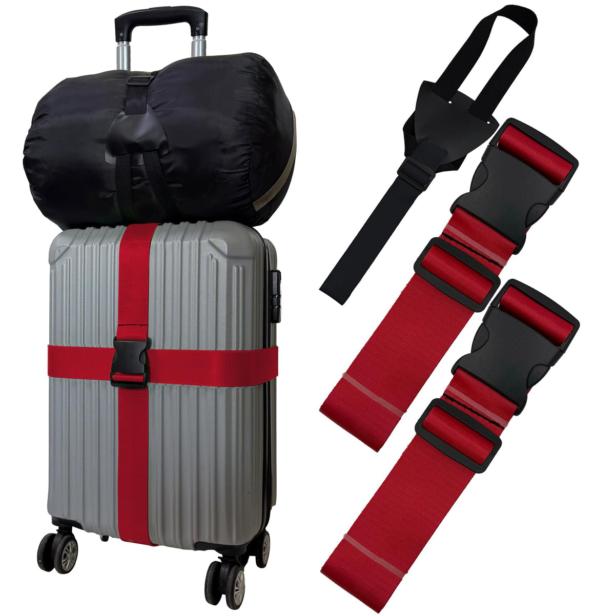 Polyhedron Luggage Straps for Suitcases Heavy Duty Adjustable (Set of 3)