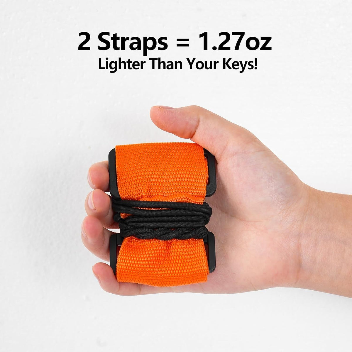 BILIONE Adjustable Luggage Connector Straps for Suitcases 2-Pack (Black)