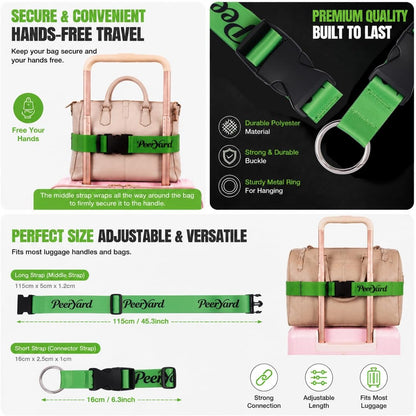 Luggage Strap for Suitcase Handle, Travel Belt with 2 Connector Straps 3 Pack