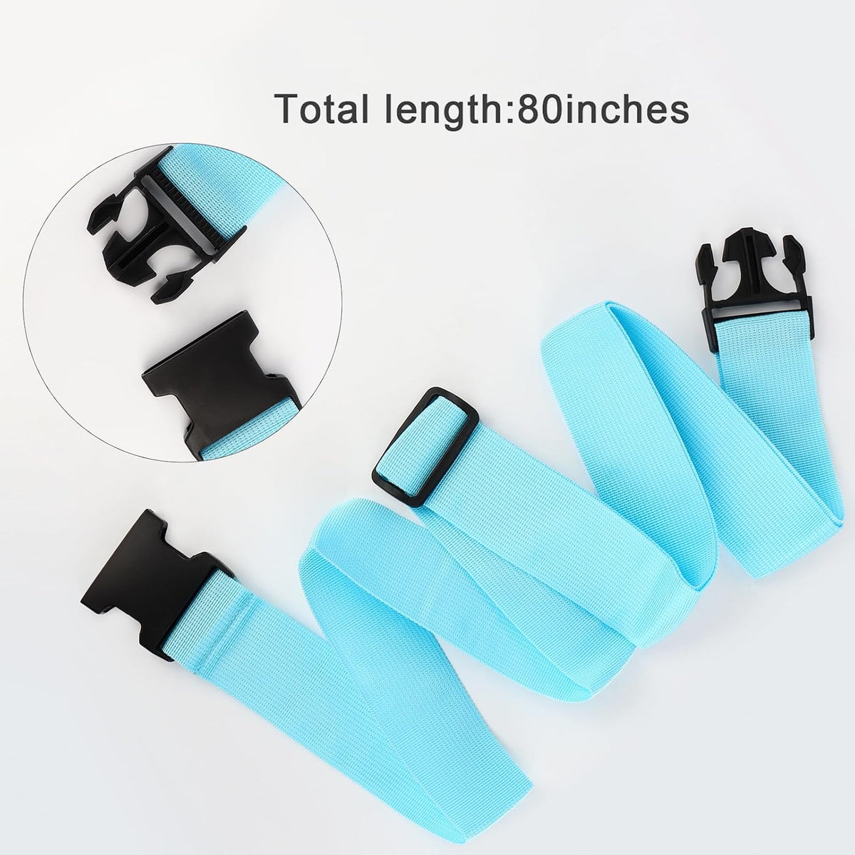 80In Luggage Straps for Suitcase Travel Belt Accessories, 2 Pack Light Blue