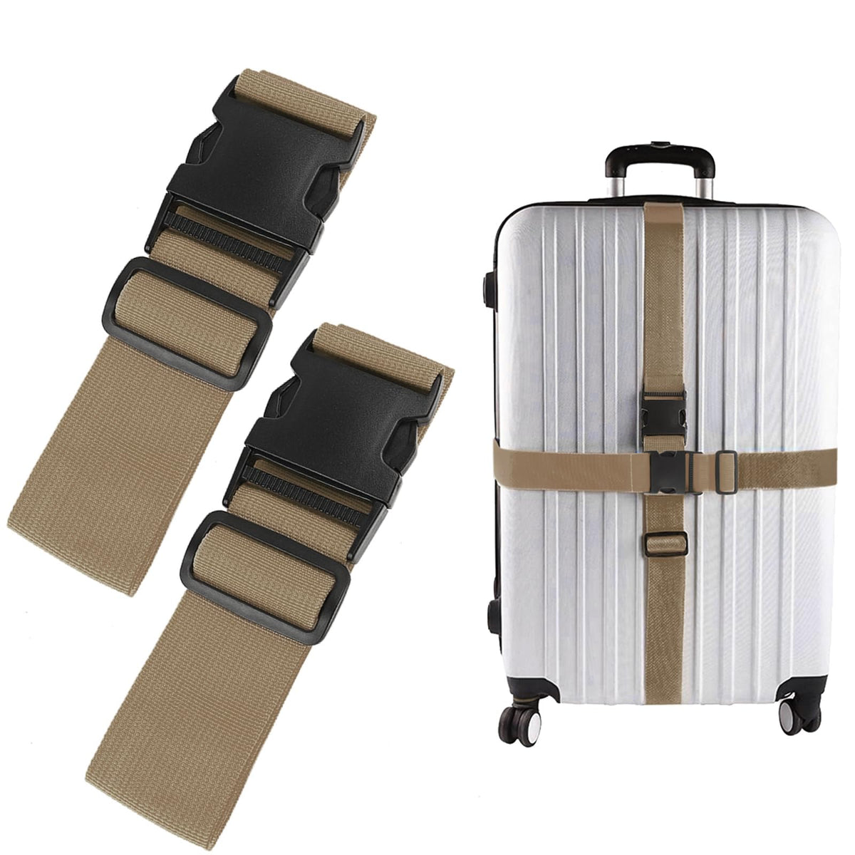 80In Luggage Straps for Suitcase Travel Belt Accessories, 2 Pack Light Blue
