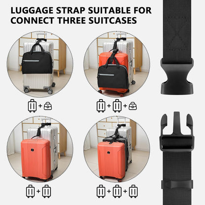 BILIONE 2 Pack Luggage Connector Straps,Connect 3 Suitcases ＆ Add A Bag