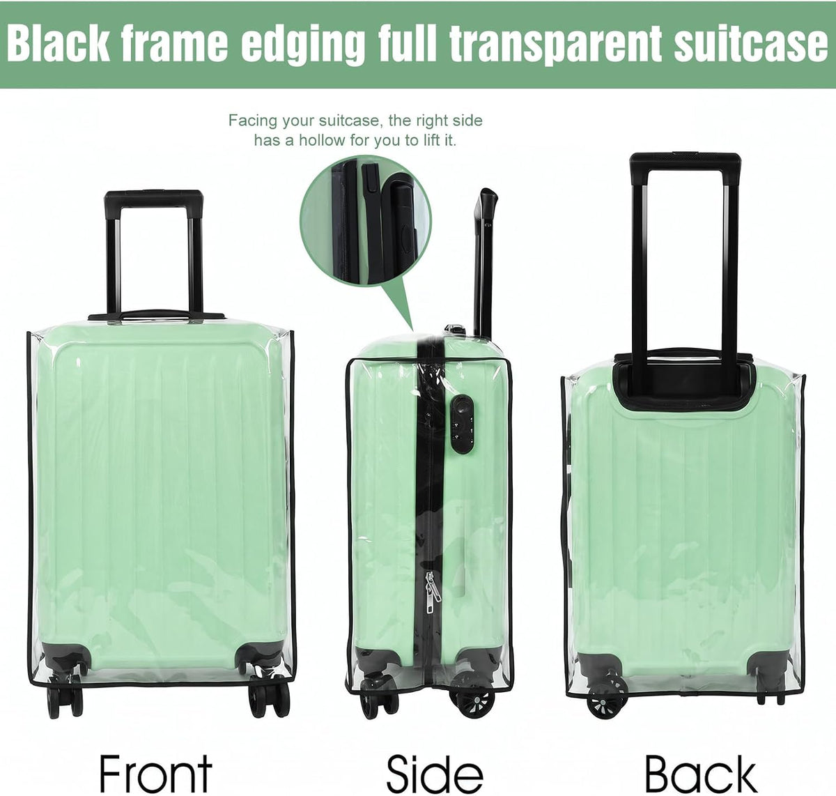 7 Pcs Clear Luggage Cover for Suitcase, Waterproof PVC Suitcase Covers for Luggage, Anti-Scratch Travel Protector Set for 18" to 30" Suitcases, Transparent Design