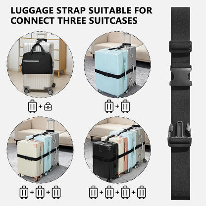 3 Packs Luggage Straps for Suitcases, 2 Connector Straps & Elastic Strap