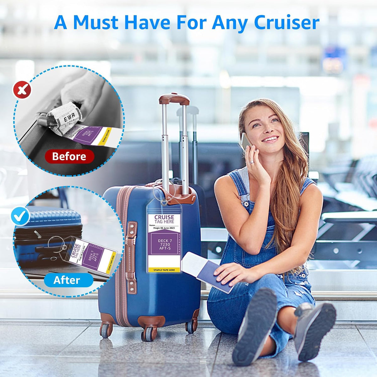 5 Pack Cruise Luggage Tag Holders for Carnival, NCL, Princess, MSC Ships
