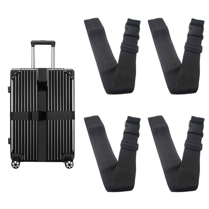 4 Pack Blue Luggage Straps, Adjustable Travel Belt for Suitcases, Secure Buckle Suitcase Accessories