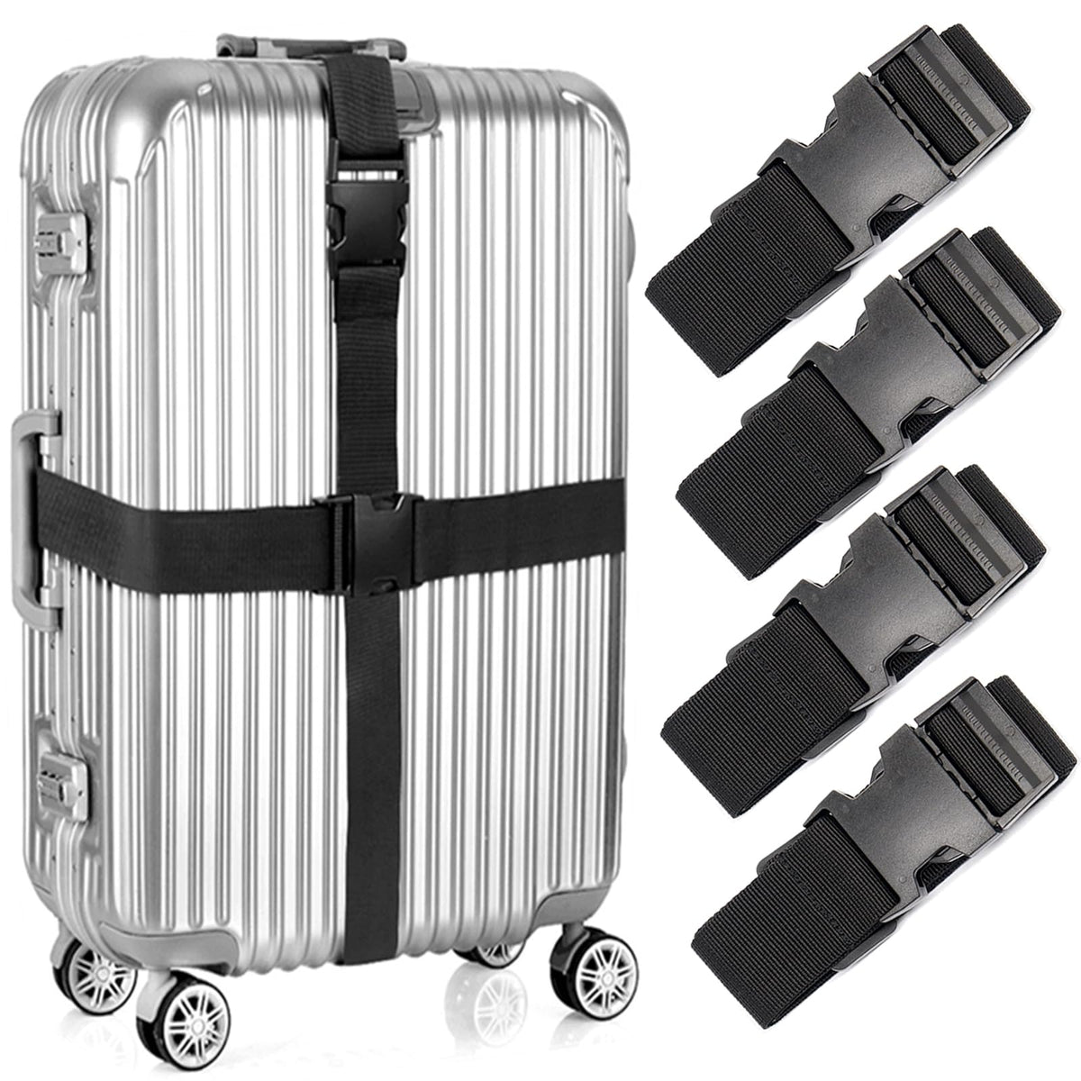80In Luggage Straps for Suitcase Travel Belt Accessories, 2 Pack Light Blue