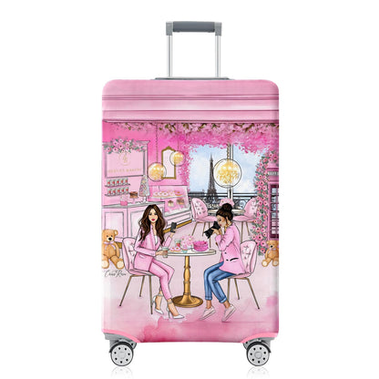 Fashion Accessory Travel Luggage Cover Fashion Girl Perfume and Lipstick and Heels Travel Suitcase Cover Anti-scratch Suitcase cover Fits 18-20 Inch