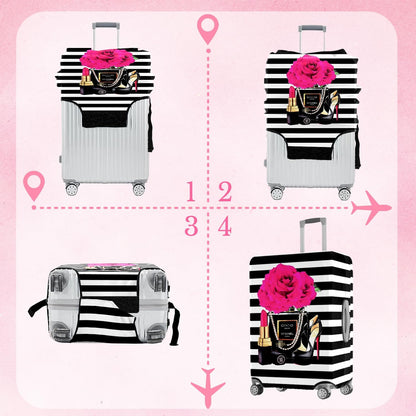 Fashion Accessory Travel Luggage Cover Fashion Girl Perfume and Lipstick and Heels Travel Suitcase Cover Anti-scratch Suitcase cover Fits 18-20 Inch