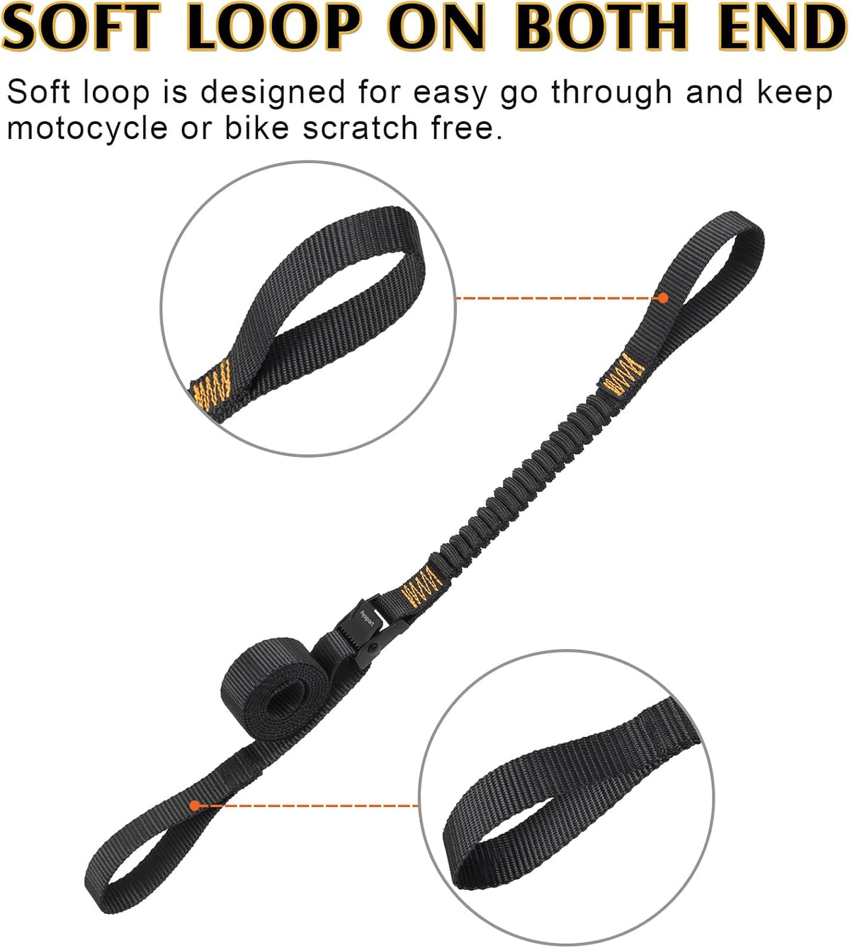 Ayaport Motorcycle Luggage Straps Stretch Adjustable Straps with Clips for Securing (4)