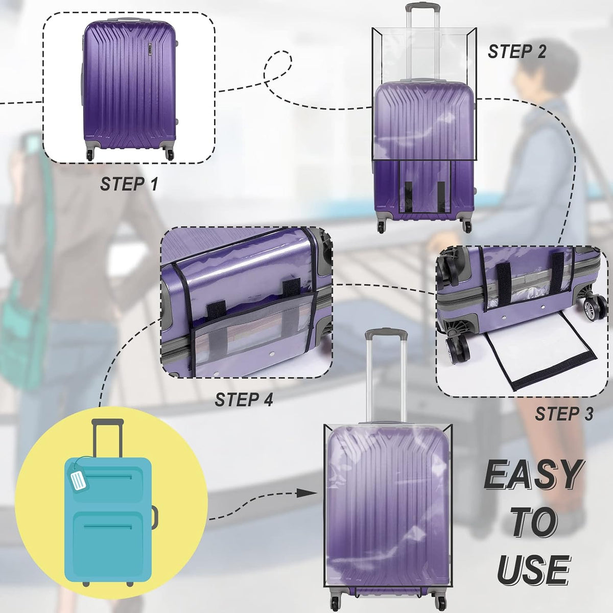 Cosmos 1 Pc Luggage Cover Clear PVC Suitcase Protector Travel Luggage Transparent Protective Cover Waterproof and Dustproof Luggage Suitcase Protector for Women and Men (28 Inch)