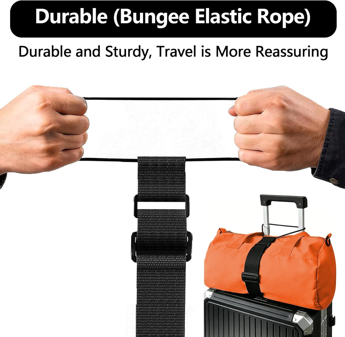 ZHEXI Luggage Straps for Suitcases, Connect Two Packages for Travel（Black）