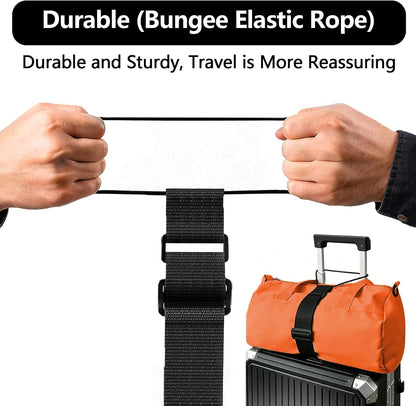 ZHEXI Luggage Straps for Suitcases, Connect Two Packages for Travel（Black）