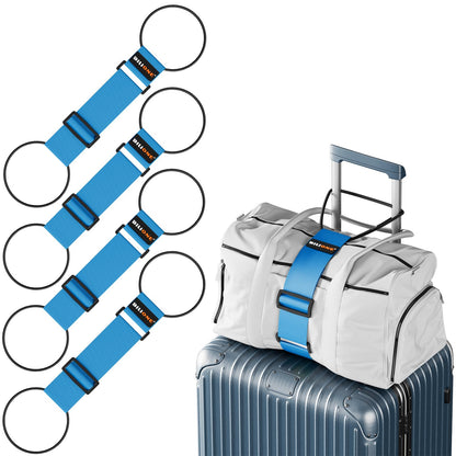 BILIONE 4 Pack Adjustable Elastic Luggage Connector Straps for Suitcases