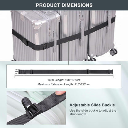 Vigorport Luggage Straps, Stretchable Luggage Connector Strap for Suitcase