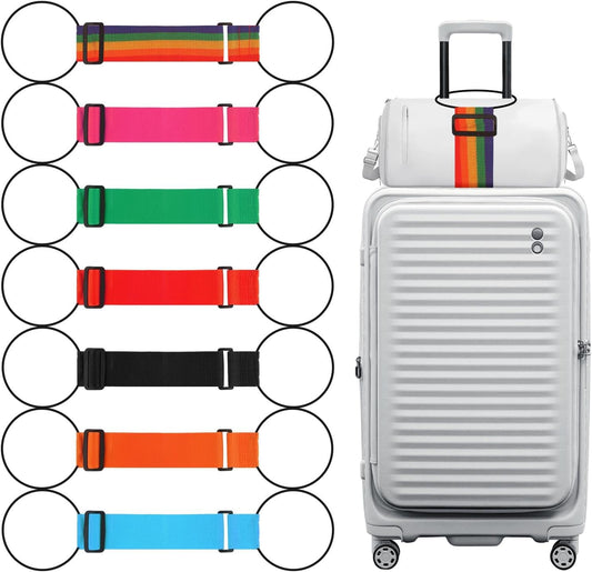7 Pack Multi Use Adjustable Luggage Connector Straps, Strong Sturdy Elastic Durable Straps,Waterproof Hands-Free Travel Essential for Multiple Suitcases, Secure Stacking, Add-a-Bag