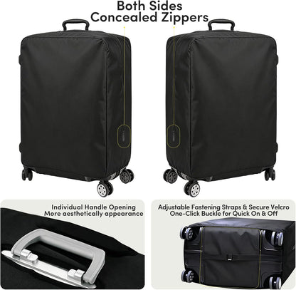 Luggage Cover Protector Compatible with Tumi, Upgraded Oxford Fabric Stretch Cover with Double Zipper, Washable Travel Suitcase Protector, Fits 28-29 Inch Case(Black)