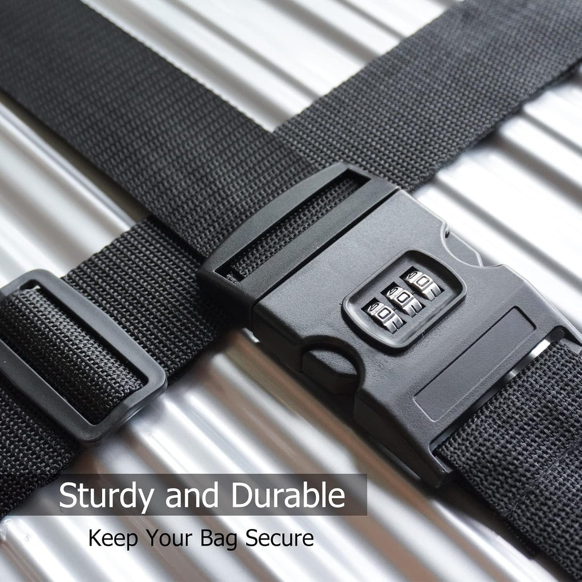 2 PCS Luggage Strap 78" x 2" Suitcase Belts Wide Adjustable Packing Straps Travel Accessories, Black&Combination Lock